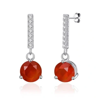 Image of Philip Jones Sterling Silver Carnelian Gemstone Drop Earrings