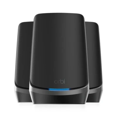 Image of NETGEAR Orbi WiFi 6E Mesh System (RBKE963B) Quad Band Router with 2 Satellites Coverage Up to 7,500 sq. ft, 200 Devices Ultra Fast Speeds 10.8Gbps (AXE11000) Simple Set