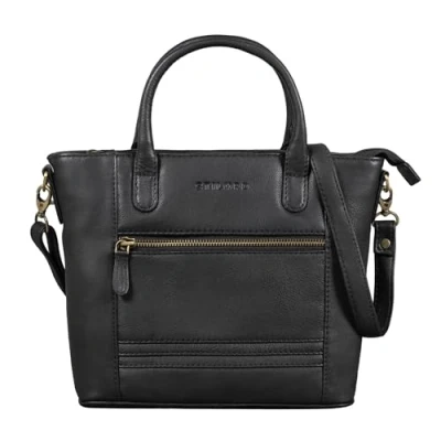 Image of STILORD &#039;Meghan&#039; Leather Handbag Women&#039;s Shoulder Bag Small for Ladies Elegant Satchel Evening Party Disco in Genuine Leather, Colour:Black