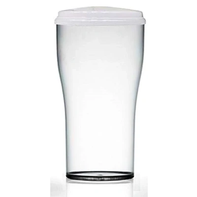 Image of Single Elite Tulip 2 Pint CE Marked Polycarbonate Clear Glass with Lid
