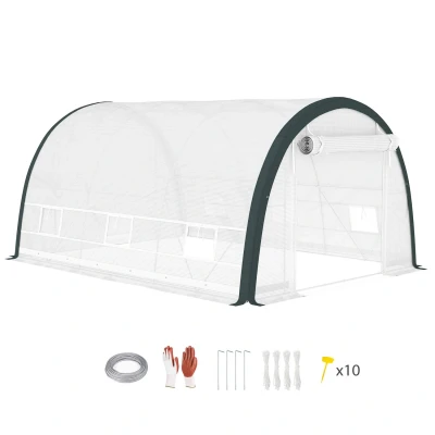 Image of Outsunny Walk in Tunnel Greenhouse, Upgraded Structure, Mesh Door and Windows 845 921V01WT