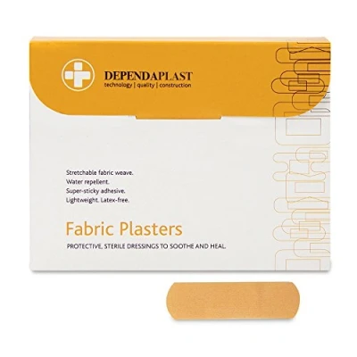 Image of Dependaplast Advanced fabric plasters 6cm x 2cm Hi Tech Lightweight, Water Repellent, Flexible, Super Sticky Adhesive Box of 100