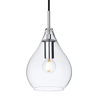 Image of Omar 1 Light Ceiling Pendant Chrome, Clear Glass, E27