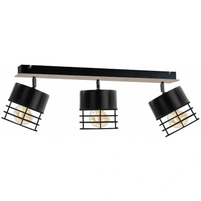 Image of Casa Ceiling Spotlight Bar Black, Wood, 60cm, 3x E27
