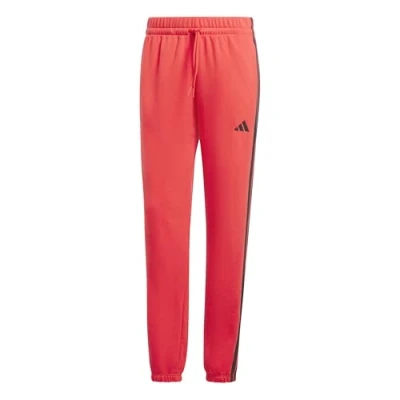 Image of adidas Women&#039;s Essentials 3 Stripes French Terry Cuffed Pants, Pure Ruby/Black, XS