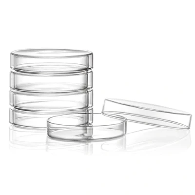 Image of Huanyu 90mm Petri Dish 5pcs Glass Dishes with Lids Lab Culture
