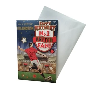 Image of &quot;Express Yourself&quot; Birthday Card for No.1 United Fan Grandson Includes Envelope Football