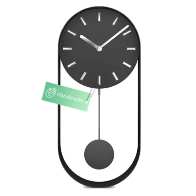 Image of Mebus Wall Clock, Metal, Black, 40 cm