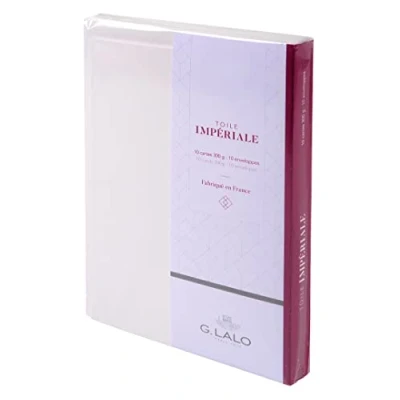 Image of Clairefontaine Ref 26400L G.Lalo Correspondence Writing Set Includes 10 x 10.7 15.2cm, 300gsm Cards + 11.4 16.2 Lined Gummed Envelopes Imperial Canvas