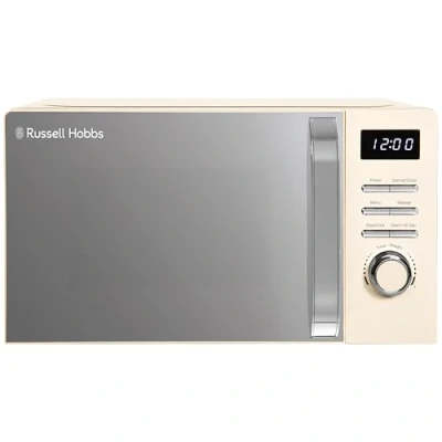 Image of Russell Hobbs Digital Microwave 20L 800W in Cream with 5 Power Levels, Pull Handle Door &amp; Button Control, Clock Timer, Automatic Defrost, Easy Clean, 8 Auto Cook Menus RHMD818C