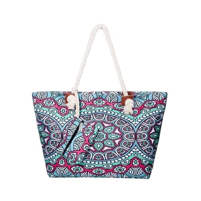 Image of DonDon Large Beach Bag for Women with Zip Waterproof Pool Holiday Indian Temple