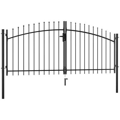 Image of vidaXL Double Door Fence Gate with Spear Top 300x150 cm