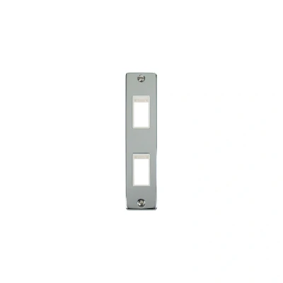 Image of Click Deco 2G MiniGrid Double Aperture Unfurnished Architrave Plate Polished Chrome White Inserts