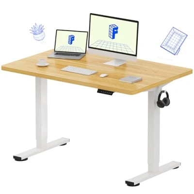 Image of FLEXISPOT Electric Height Adjustable Standing Desk Sit Stand Up with Memory Smart Pannel EF1 SERIES(120 * 80cm, White Frame+Maple Desktop)