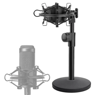 Image of AT2020 Desktop Microphone Stand with Mic Shock Mount, Adjustable Table for Audio Technica AT2020USB+ AT2035 ATR2500 Condenser Studio by Frgyee