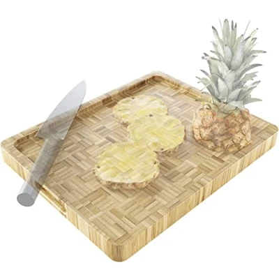 Image of Bamboo chopping board solid wood breakfast board, kitchen aid made of FSC certified bamboo, XL (can also be used as a wooden cutting serving bread board) KD Essentials