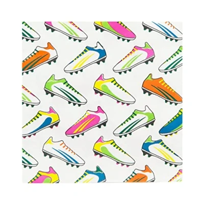 Image of Talking Tables World Cup Football Napkins Pack of 20 Paper Serviettes, Recyclable Disposable Kids Party Tableware for Birthday,33 x 33 cm