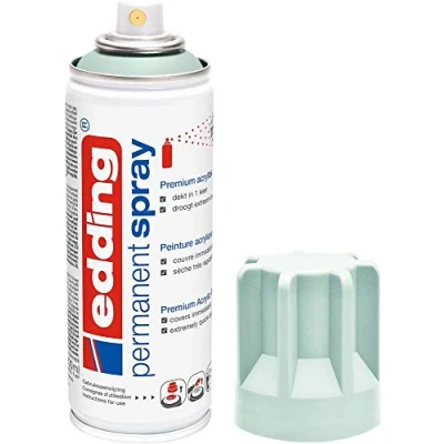 Image of edding 5200 permanent spray mellow mint matt 200 ml acrylic paint for painting and decorating glass, metal, wood, ceramic, plastic, canvas aerosol spray,