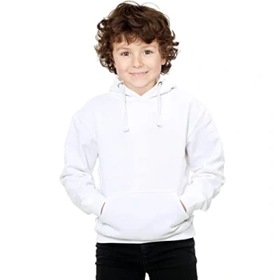 Image of Missmister Unisex BOYS GIRLS Hoodies for Plain Kids Fleece Pullover Hoodie Jumper Clothes Hooded Sweatshirt Casual School Wear Top (White, 9 10 Years)