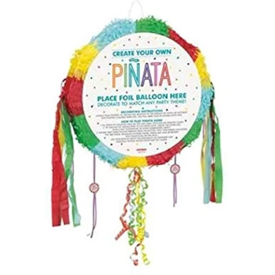 Image of Create Your Own Drum Pull Pop out Pinata (45cm) Multicolor, Unique &amp; Customizable Party Fun Perfect for Parties Celebrations 1 Pc