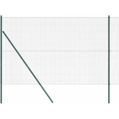 Image of vidaXL Welded Wire Fence with 13 Posts Green 1.5x25 m Steel