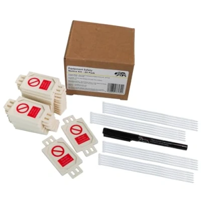 Image of BearTOOLS Equipment Safety Notice Kit, Plant and Machinery, Prohibition Status Symbol, Hazard Prevention, Highly Visible, PAT Testing, Do Not Use, Available Inserts (20 Holders, 40 150mm Ties, 1 Pen)