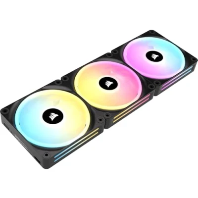 Image of Corsair iCUE LINK QX120 RGB 120mm Magnetic Dome Fans Triple Fan Starter Kit with System Hub Black