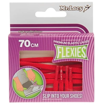 Image of Mr Lacy Flexies Elastic Flexible Shoelaces Red 90cm