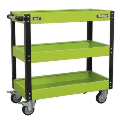 Image of Sealey Workshop Trolley 3 Level Heavy Duty Hi Vis Green