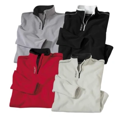 Image of ATLAS FOR MEN Pack of 4 Mens Fleece Half Zip Everyday Jumpers Walking Microfleece Hiking Micro Jumper Small to Big and Tall UK Sizes S 4XL