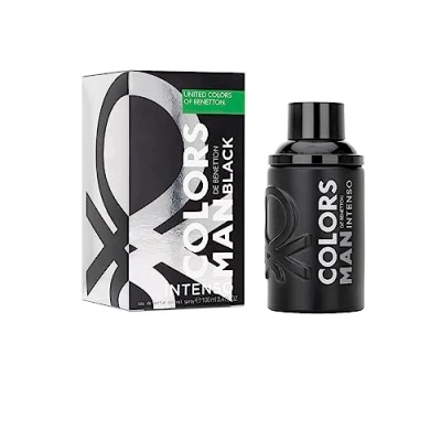 Image of Benetton Black Intenso from United Colors, Eau de Parfum for Men Long Lasting Young, Modern and Intense Fragance Amber Woody Citrus Notes Ideal Day Wear 100 ml