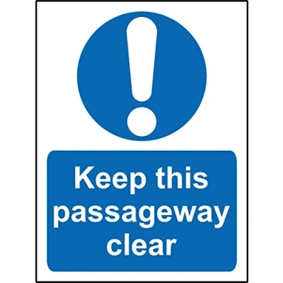 Image of Mandatory sign Keep this passageway clear Safety Self adhesive sticker 300mm x 200mm