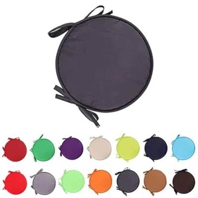 Image of YOUGANG 2 Pack Indoor/Outdoor Chair Seat Pads with Ties,30/38cm Round Cushions Garden Patio Cushions,Non Slip Stool Pad (Dark Grey,38cm)