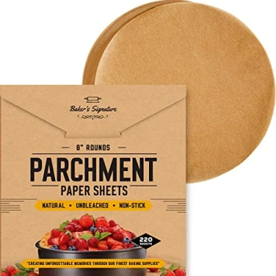 Image of Baking Paper, 220Pcs Cake Tin Liners 8 Inch Round 20cm Liners, Parchment Paper for Precut Greaseproof Sheets Easy to Use &amp; Clean Up by Baker’s Signature