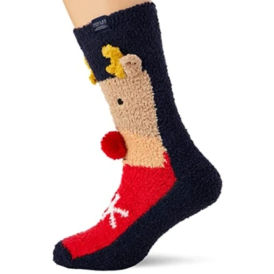 Image of Joules Men&#039;s Festive Fluffy Hosiery, Reindeer, 7 12