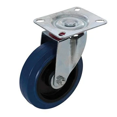 Image of Fixman Swivel Elastic Rubber Castor 100mm 140kg Blue