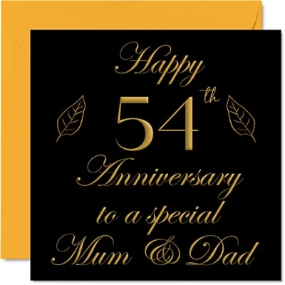 Image of Special 54th Anniversary Card for Dad Mum Parents &amp; Happy 54 Wedding Cards from Son Daughter Family, 145mm x Greeting Fifty Fourth Anniversaries