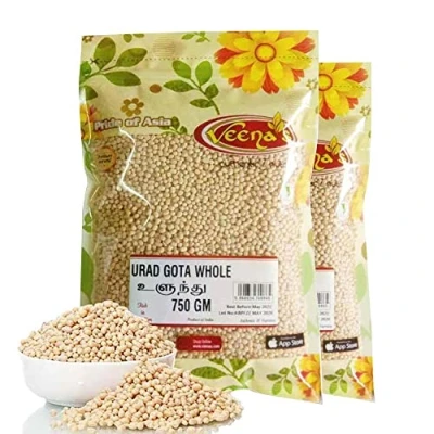 Image of Veenas Urid Whole Gota 750G Urad High Fibre Protein Natural Indian Origin Gluten Friendly (Pack of 2)