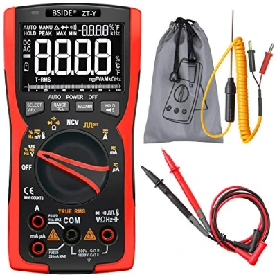 Image of BSIDE EBTN LCD Multimeter 3 Line Display 9999 Counts True RMS Auto Ranging Voltmeter Capacitance Temperature Voltage Amp Hz Ohm Duty Cycle Square Wave Output VFC Tester with Flashlight &amp; Analog Bar