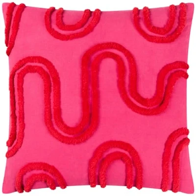 Image of Heya Home Archie Tufted Filled Cushion Turquoise Cotton Size 45 cm x