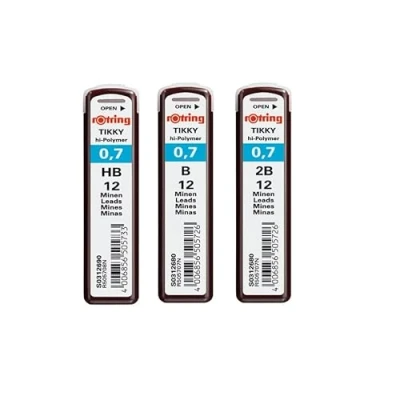 Image of Set of rOtring Tikky hi Polymer Lead Refills, 0.7 mm, B (12 Leads), HB 2B Leads)