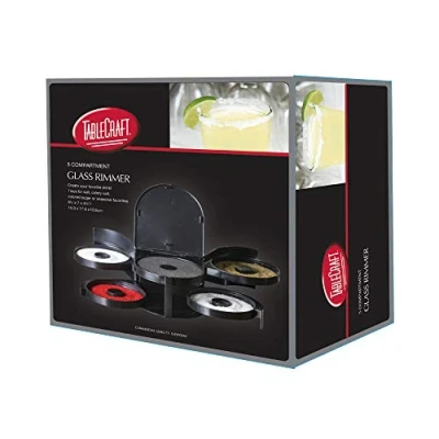 Image of Tablecraft Glass Rimmer with 5 Trays Cocktail Rimming Trays, Salt