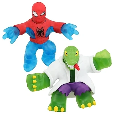 Image of Heroes of Goo Jit Zu Marvel Shifters Versus Pack Spider Man VS Shifter Lizard. 2 Squishy 4.5 Inch Tall heroes.
