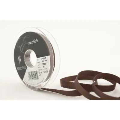 Image of Berisfords 41025 20 m x 10 mm Polyester Grosgrain Ribbon, Chocolate