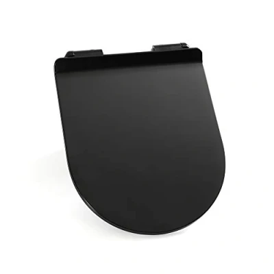 Image of Milano Nero Modern Black Toilet WC Top Fix Quick Release Soft Close Seat 360mm x 445mm
