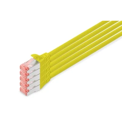 Image of DIGITUS CAT 6 S FTP patch cord, Cu, LSZH AWG 27/7, length 10 m, 5 pieces, color yellow
