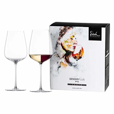Image of EISCH Essenca Sensisplus Wine Glasses Powerful &amp; Rich Set of 2 Filigree Universal Crystal Can Also Be Used for Champagne Port 740 ml