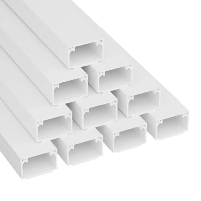 Image of D Line Square Box Cable Trunking, Self Adhesive Hider, Management to Hide Single Cables 10 x 25mm (W) 16mm (H) 1 Meter Lengths (10 Multipack) White