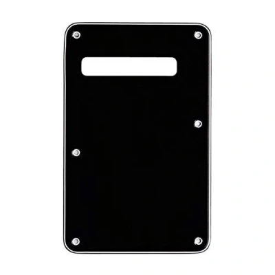 Image of Musiclily 6 Hole Strat Back Plate Tremolo Spring Cover for Fender USA/Mexican Standard Stratocaster Modern Style Electric Guitar, 3Ply Black