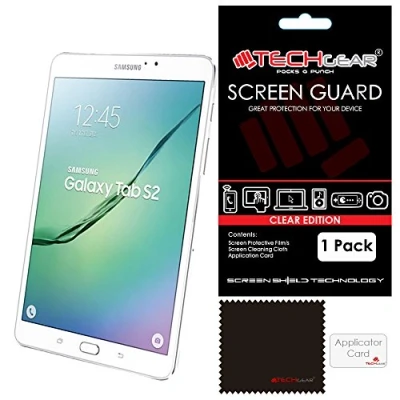 Image of TECHGEAR Screen Protector for Samsung Galaxy Tab S2 8.0 Inch (SM T710 / SM T715) Ultra Clear Lcd Guard Cover With Cleaning Cloth &amp; Application Card